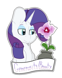 Size: 600x757 | Tagged: safe, artist:eivilpotter, imported from derpibooru, rarity, pony, unicorn, bust, element of generosity, female, flower, mare, mistmane's flower, simple background, solo, transparent background