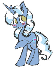 Size: 400x519 | Tagged: safe, artist:artflicker, imported from derpibooru, pokey pierce, pony, unicorn, blush sticker, blushing, female, mare, no pupils, poppy pin, rule 63, simple background, solo, white background