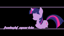 Size: 1920x1080 | Tagged: safe, artist:alexstrazse, artist:ponydude186, edit, imported from derpibooru, twilight sparkle, pony, unicorn, base used, black background, female, line, lying down, mare, minimalist, name, simple background, solo, unicorn twilight, wallpaper, wallpaper edit