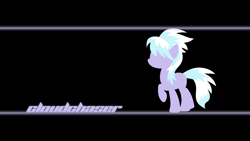 Size: 1920x1080 | Tagged: safe, artist:alexstrazse, artist:tsabak, edit, imported from derpibooru, cloudchaser, pegasus, pony, base used, black background, female, line, mare, minimalist, name, raised hoof, simple background, solo, wallpaper, wallpaper edit