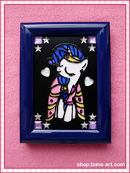 Size: 750x1000 | Tagged: safe, artist:facja, imported from derpibooru, rarity, pony, unicorn, clothes, craft, dress, gala dress, stained glass