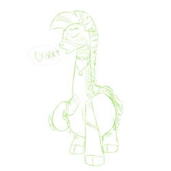 Size: 4000x4000 | Tagged: safe, artist:xyclone, imported from derpibooru, oc, oc only, oc:izithelo, giraffe, belly, burp, chubby, flask, signature, simple background, sketch, solo, stomach noise, white background