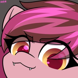 Size: 1500x1500 | Tagged: safe, artist:koapony, imported from derpibooru, oc, oc only, pony, :3, cute, cute little fangs, eye clipping through hair, fangs, looking at you, solo