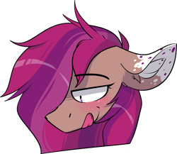 Size: 1505x1306 | Tagged: safe, artist:difis, imported from derpibooru, oc, oc:asteroid trail, pegasus, pony, blushing, cute, emote, female, lewd face, licking, licking lips, mare, pegasus oc, solo, tongue out