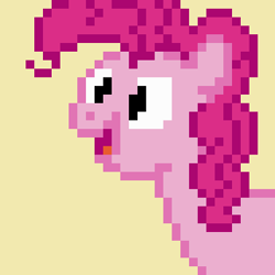 Size: 320x320 | Tagged: safe, artist:anxiouspon, imported from derpibooru, pinkie pie, earth pony, pony, open mouth, simple background, yellow background