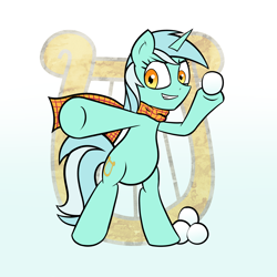 Size: 3000x3000 | Tagged: safe, artist:boumce, imported from derpibooru, lyra heartstrings, pony, unicorn, bipedal, clothes, cutie mark background, female, grin, scarf, smiling, snow, snowball, solo