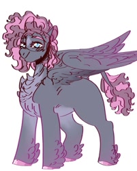 Size: 540x670 | Tagged: safe, artist:rare-apples, imported from derpibooru, oc, oc only, pegasus, pony, 2d, chest fluff, digital art, female, looking at you, mare, sketch, smiling, smiling at you, solo, standing, wings
