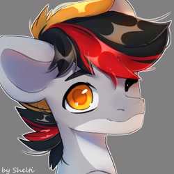 Size: 1000x1000 | Tagged: safe, artist:shelti, imported from derpibooru, oc, oc only, pony, bust, colored pupils, commission, countershading, male, simple background, solo, stallion, wings