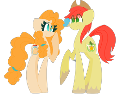 Size: 2052x1600 | Tagged: safe, artist:scridley-arts, imported from derpibooru, bright mac, pear butter, earth pony, pony, applecest, brightbutter, duo, female, male, shipping, simple background, straight, transparent background