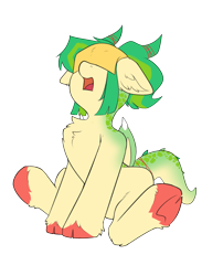 Size: 1610x2198 | Tagged: safe, artist:beardie, imported from derpibooru, oc, oc only, oc:jasmine threads, dracony, dragon, hybrid, pony, cheese slap, chest fluff, collar, female, mare, open mouth, simple background, sitting, surprised, transparent background, underhoof