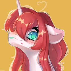 Size: 1000x1000 | Tagged: safe, artist:shelti, imported from derpibooru, oc, oc only, pony, unicorn, bust, colored pupils, commission, female, horn, looking at you, mare, simple background, solo