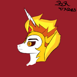 Size: 1000x1000 | Tagged: safe, artist:bifrose, imported from derpibooru, daybreaker, alicorn, apollyon, male, rule 63, side view, solo, stallion