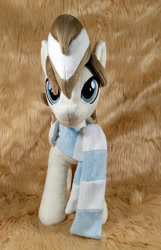 Size: 2418x3748 | Tagged: safe, artist:doctorkoda, imported from derpibooru, oc, oc only, earth pony, pony, clothes, commission, happy, irl, male, photo, scarf, smiling, solo, stallion, standing, striped scarf