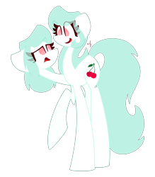 Size: 1876x2144 | Tagged: safe, artist:scridley-arts, imported from derpibooru, oc, oc only, oc:cherry boop, oc:cherry loop, pony, duo, multiple heads, simple background, transparent background, two heads