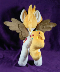 Size: 639x764 | Tagged: safe, artist:doctorkoda, imported from derpibooru, oc, oc only, pegasus, pony, colored wings, commission, lidded eyes, plushie, solo, spread wings, standing, wings