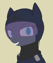 Size: 848x1013 | Tagged: safe, artist:sharp72, imported from derpibooru, oc, oc only, bat pony, pony, bust, clothes, female, helmet, portrait, simple background, solo