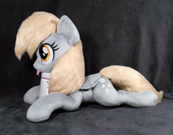 Size: 3476x2708 | Tagged: safe, artist:doctorkoda, imported from derpibooru, derpy hooves, pegasus, pony, :p, female, folded wings, irl, lying down, mare, photo, plushie, prone, solo, tongue out, wings