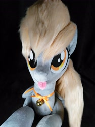 Size: 3072x4096 | Tagged: safe, artist:doctorkoda, imported from derpibooru, derpy hooves, pegasus, pony, :p, female, folded wings, irl, lying down, mare, photo, plushie, prone, solo, tongue out, wings