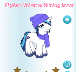 Size: 441x420 | Tagged: safe, imported from derpibooru, screencap, shining armor, pony, unicorn, clothes, gameloft, hat, male, my little pony: magic princess, scarf, solo, stallion