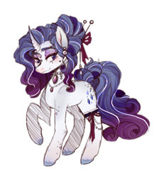 Size: 1272x1420 | Tagged: safe, artist:faritallkie, imported from derpibooru, rarity, pony, unicorn, colored hooves, ear piercing, earring, female, jewelry, mare, necklace, piercing, redesign, simple background, smiling, solo, transparent background