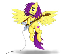 Size: 900x684 | Tagged: safe, artist:fastballncs, imported from derpibooru, oc, oc:strings, pegasus, electric guitar, flying v, guitar, musical instrument, pegasus oc, simple background, white background