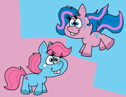 Size: 1016x787 | Tagged: safe, artist:cookie-lovey, imported from derpibooru, earth pony, pony, 2014, bucktooth, duo, duo female, female, mare, my little phony, smiling, style emulation, the fairly oddparents