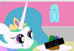 Size: 1182x811 | Tagged: safe, artist:sylphanscribe, imported from derpibooru, princess celestia, alicorn, pony, censored, crying, female, solo
