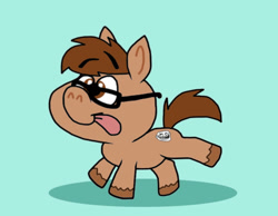 Size: 1016x787 | Tagged: safe, artist:cookie-lovey, imported from derpibooru, oc, oc only, earth pony, pony, 2014, glasses, green background, male, meme, simple background, smiling, solo, stallion, style emulation, the fairly oddparents, tongue out, trollface, unshorn fetlocks