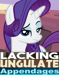 Size: 640x810 | Tagged: safe, edit, imported from derpibooru, rarity, pony, unicorn, caption, image macro, no hooves, reaction image, solo, text