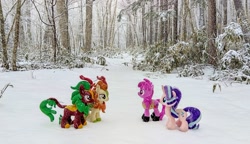 Size: 2048x1181 | Tagged: safe, imported from derpibooru, photographer:pakapaka1993, autumn blaze, berry punch, berryshine, cinder glow, starlight glimmer, summer flare, pony, irl, japan, photo, plushie, snow