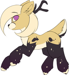 Size: 1677x1817 | Tagged: safe, artist:beardie, imported from derpibooru, oc, oc only, unnamed oc, deer, deer pony, original species, pony, antlers, raised hoof, simple background, smiling, solo, transparent background