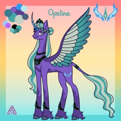 Size: 1080x1080 | Tagged: safe, artist:demiangelkat, imported from derpibooru, opaline arcana, alicorn, pony, spoiler:g5, curved horn, female, g5, horn, leonine tail, solo, tail, unshorn fetlocks