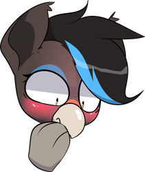 Size: 1265x1497 | Tagged: safe, artist:difis, imported from derpibooru, oc, oc only, oc:onyx serenade, bird, cat, hybrid, pony, beak, blushing, bust, cute, emote, hybrid oc, lewd, solo, wide eyes