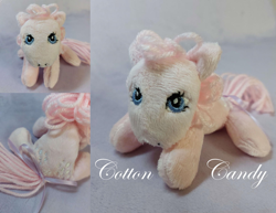 Size: 1225x947 | Tagged: safe, artist:starfulstitches, imported from derpibooru, cotton candy (g1), earth pony, pony, female, g1, lying down, mare, photo, plushie, prone, solo