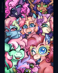Size: 1080x1350 | Tagged: safe, artist:_rarerayy_, imported from derpibooru, cheerilee, minty, pinkie pie, rainbow dash, scootaloo, starsong, sweetie belle, toola roola, earth pony, pegasus, unicorn, draw this in your style, female, g3, group, group photo, group shot, mare