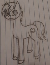 Size: 1233x1619 | Tagged: safe, artist:those kids in the corner, imported from derpibooru, oc, oc:scrambled eggs, earth pony, pony, male, old art, sketch, smiling, stallion, traditional art