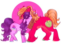 Size: 540x382 | Tagged: safe, artist:rare-apples, imported from derpibooru, big macintosh, sugar belle, earth pony, pony, unicorn, 2d, digital art, duo, female, love, male, mare, nuzzling, shipping, simple background, smiling, stallion, sugarmac