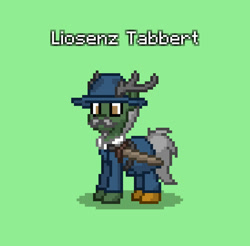 Size: 825x813 | Tagged: safe, imported from derpibooru, oc, oc only, oc:liosenz tabbert, deer, pony, pony town, american civil war, antlers, clothes, deer oc, facial hair, hat, military, moustache, non-pony oc, solo, standing, sword, union, weapon