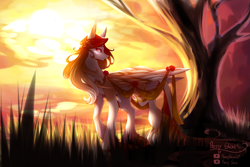 Size: 2993x2004 | Tagged: safe, artist:prettyshinegp, imported from derpibooru, oc, oc only, pegasus, pony, cloud, female, grass, mare, outdoors, pegasus oc, signature, tree, wings