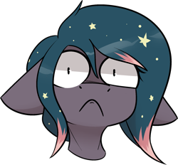 Size: 1717x1592 | Tagged: safe, artist:difis, imported from derpibooru, oc, oc only, oc:star universe, pegasus, cute, displeased, emote, ethereal mane, female, frown, mare, pegasus oc, shocked, shocked expression, shook, solo, starry mane, wide eyes