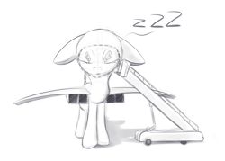 Size: 1200x861 | Tagged: artist needed, safe, imported from derpibooru, oc, oc only, original species, plane pony, pony, cute, eyes closed, floppy ears, grayscale, monochrome, onomatopoeia, plane, simple background, sleeping, solo, sound effects, tu-144, visor, white background, zzz