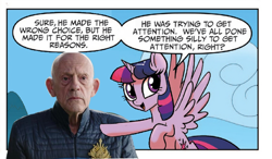 Size: 714x418 | Tagged: safe, imported from derpibooru, spoiler:comic23, spoilers for another series, the mandalorian, twilight justifies evil meme