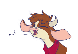 Size: 1000x700 | Tagged: safe, artist:jovalic, imported from derpibooru, part of a set, cow, them's fightin' herds, arizona (tfh), community related, eyes closed, moo