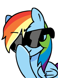 Size: 640x854 | Tagged: safe, artist:omelettepony, rainbow dash, pegasus, pony, drawthread, eyebrows visible through hair, female, folded wings, mare, simple background, solo, sunglasses, transparent background, wings