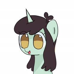 Size: 2048x2048 | Tagged: safe, artist:omelettepony, sprout greenhoof, pony, unicorn, bust, female, horn, las pegasus resident, mare, open mouth, portrait, simple background, solo, white background