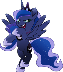 Size: 7334x8351 | Tagged: safe, artist:lincolnbrewsterfan, derpibooru exclusive, imported from derpibooru, part of a set, princess luna, alicorn, pony, derpibooru, series:apri(luna) fools!, rainbow roadtrip, .svg available, :d, absurd resolution, april fools, april fools 2023, blue eyes, blue mane, blue tail, character swap, clothes, confident, crown, cyan eyes, determination, determined, determined face, determined look, determined smile, epic stance, ethereal mane, ethereal tail, female, flowing mane, flowing tail, horn, inkscape, jewelry, long horn, long mane, long tail, looking at you, mare, meta, moon, movie accurate, open mouth, open smile, part of a series, peytral, raised hoof, raised leg, rearing, regalia, shoes, simple background, smiling, smiling at you, solo, spread wings, standing, standing on one leg, svg, tail, teal eyes, transparent background, transparent mane, vector, wings