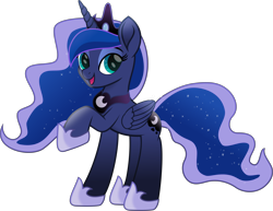Size: 5736x4435 | Tagged: safe, artist:lincolnbrewsterfan, derpibooru exclusive, imported from derpibooru, part of a set, princess luna, alicorn, pony, derpibooru, series:apri(luna) fools!, my little pony: the movie, .svg available, absurd resolution, april fools, april fools 2023, blue eyes, blue mane, blue tail, clothes, crown, cute, cyan eyes, ethereal mane, ethereal tail, eyebrows, eyeshadow, female, flowing mane, flowing tail, folded wings, highlights, horn, inkscape, jewelry, leaning, leaning back, lidded eyes, long horn, long mane, long tail, looking at you, makeup, mare, meta, moon, movie accurate, part of a series, peytral, raised hoof, regalia, shoes, simple background, smiling, smiling at you, solo, standing, svg, tail, teal eyes, transparent background, vector, wings