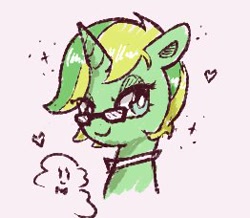 Size: 262x228 | Tagged: safe, artist:fipoki, imported from derpibooru, oc, oc only, pony, unicorn, glasses, heart, lidded eyes, looking at you, smiling, solo