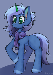 Size: 1724x2440 | Tagged: safe, artist:aquamuro, imported from derpibooru, part of a set, oc, oc only, oc:cyanite star, pony, unicorn, advertisement in description, clothes, colored hooves, commission, crystallized, cute, description is relevant, ear fluff, eyeshadow, female, fluffy, g5, g5 oc, giveaway, gradient mane, horn, makeup, mare, oda 1997, oda 997, raised hoof, scarf, signature, simple background, sketch, smiling, solo, ych result, your character here