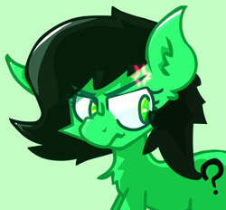 Size: 2629x2441 | Tagged: safe, artist:foxtrnal, imported from derpibooru, oc, oc only, oc:filly anon, earth pony, pony, angry, angry eyes, chest fluff, ear fluff, eyebrows, eyebrows visible through hair, female, filly, foal, green background, green eyes, simple background, solo